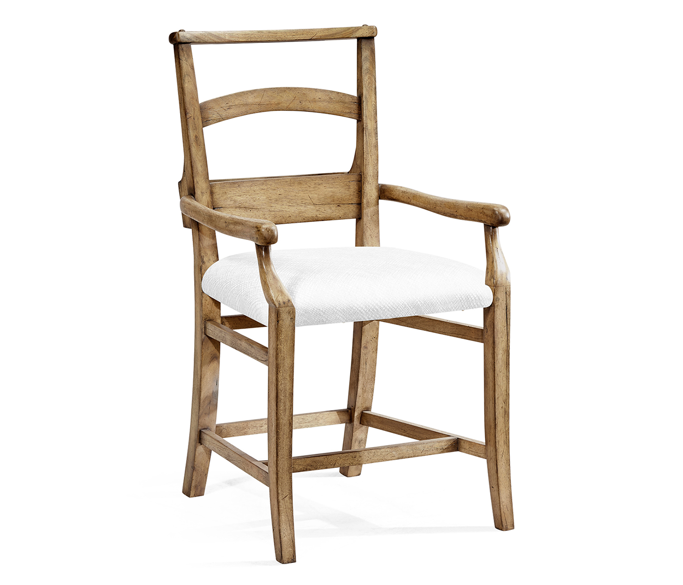 Rustic Light Driftwood Church Dining Arm Chair