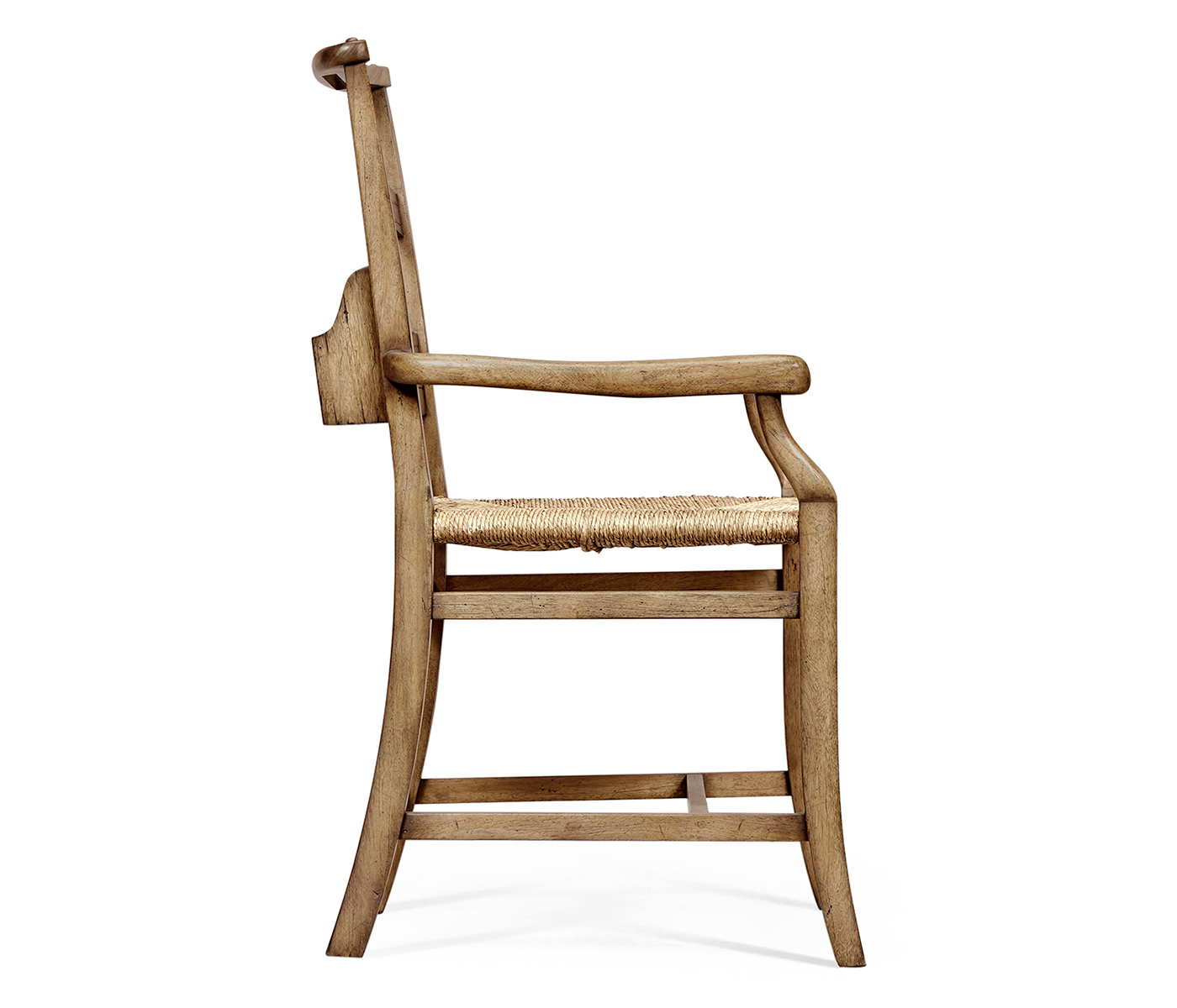 Rustic Light Driftwood Church Dining Arm Chair