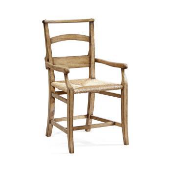 Rustic Light Driftwood Church Dining Arm Chair