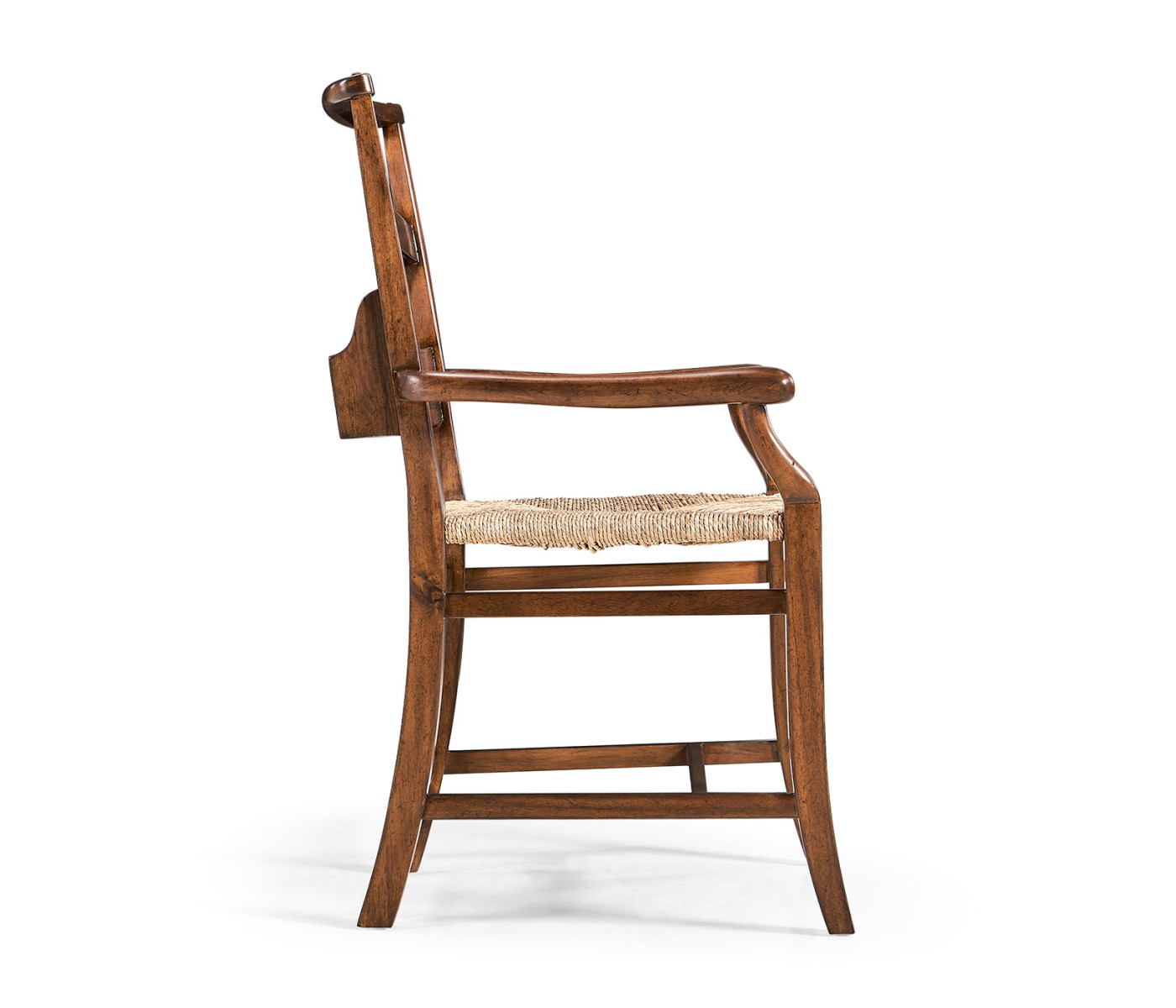 Rustic Walnut Church Dining Arm Chair