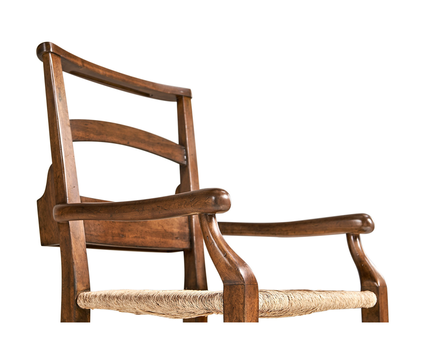 Rustic Walnut Church Dining Arm Chair