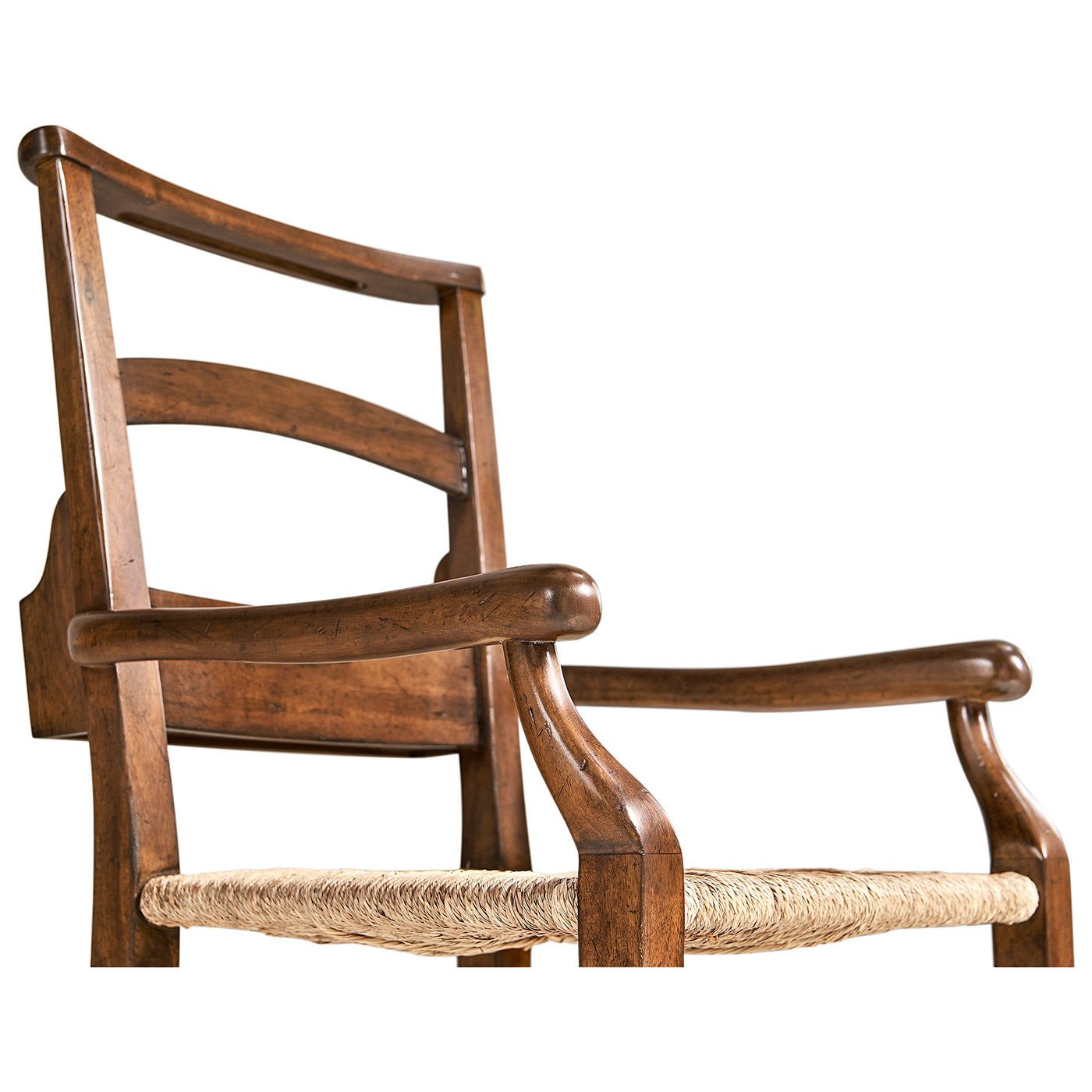 Rustic Walnut Church Dining Arm Chair