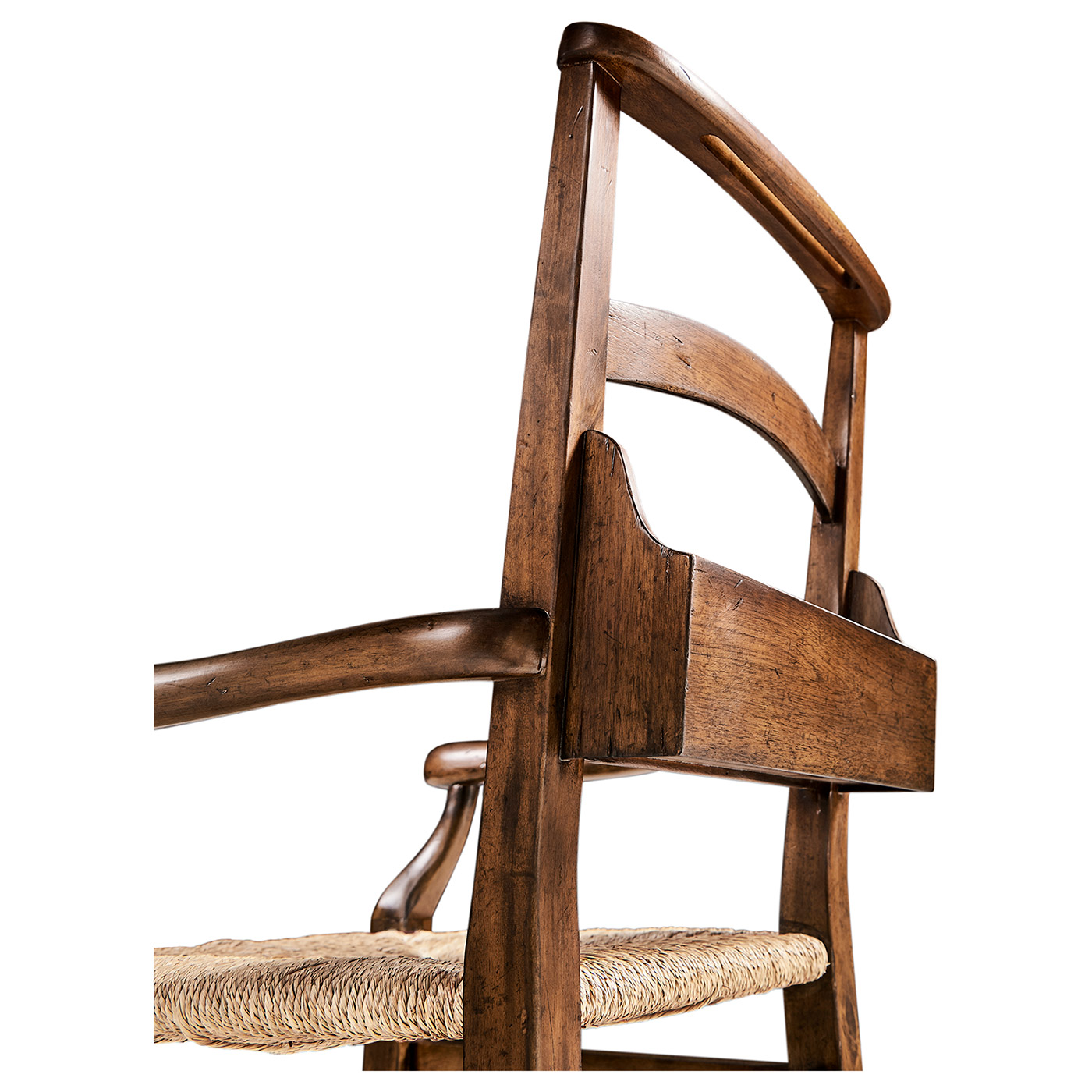 Rustic Walnut Church Dining Arm Chair