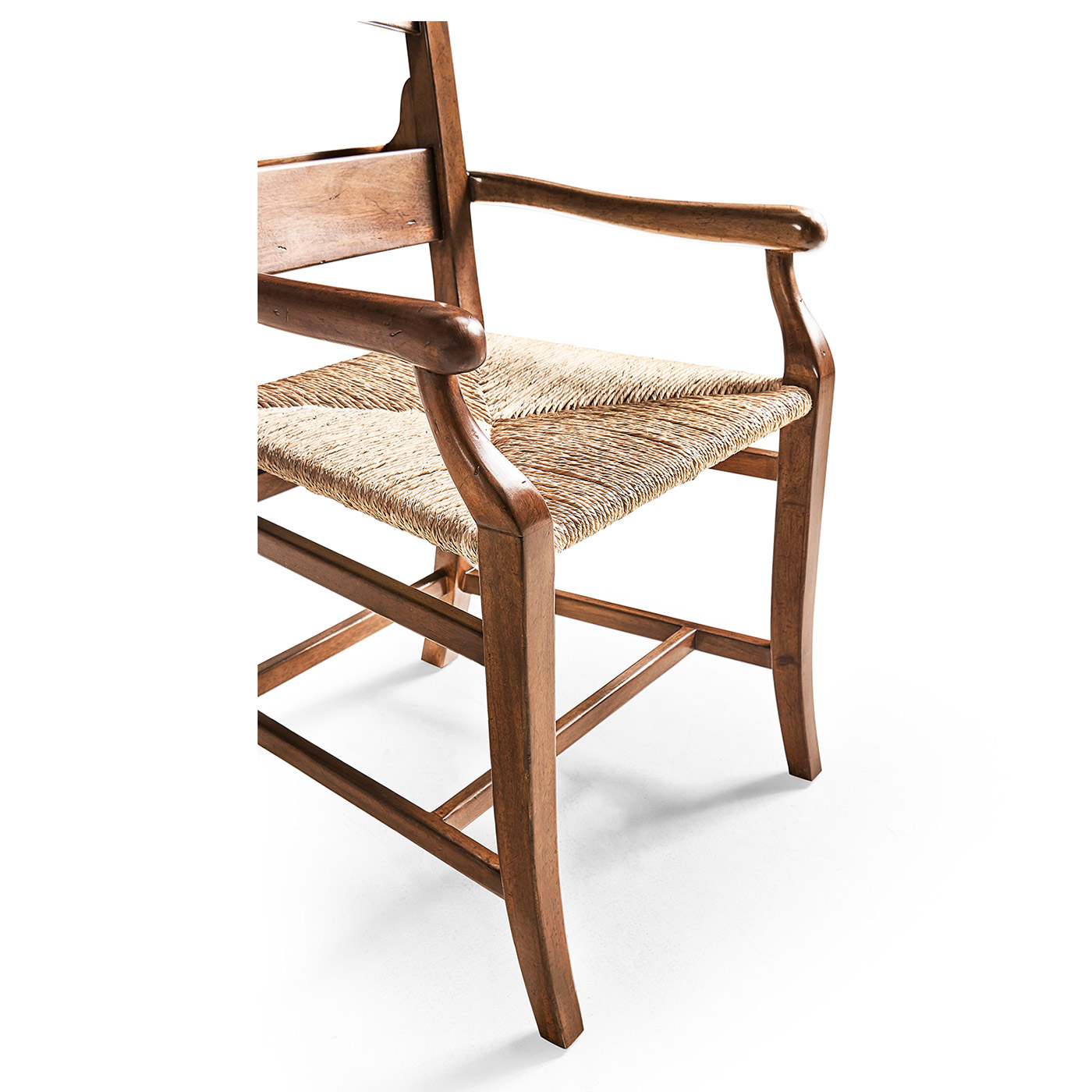 Rustic Walnut Church Dining Arm Chair