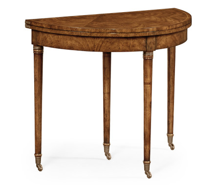 Walnut flip-top demilune breakfast table