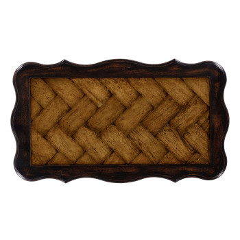 French style black finish end table parquet top