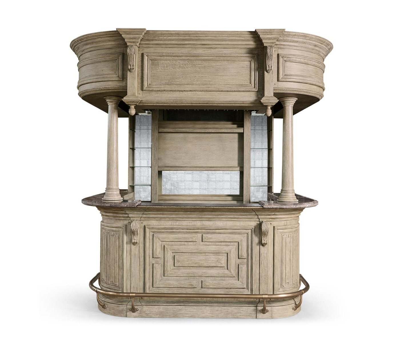 Complete Linenfold Grey Oak Home Bar