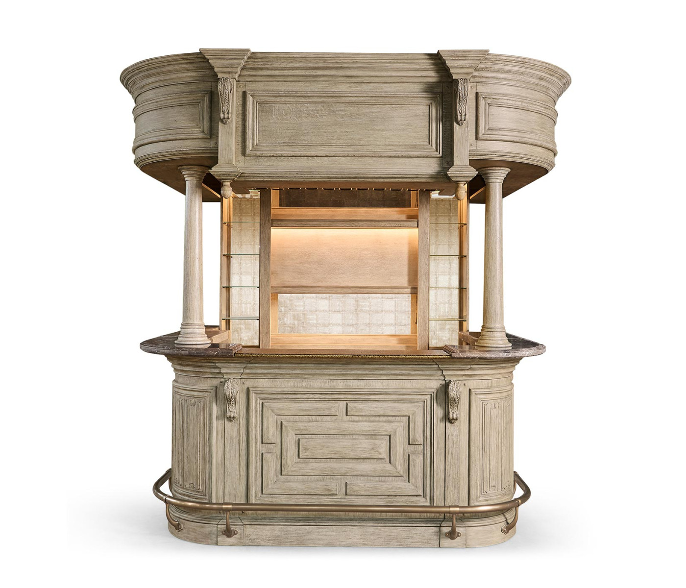 Complete Linenfold Grey Oak Home Bar