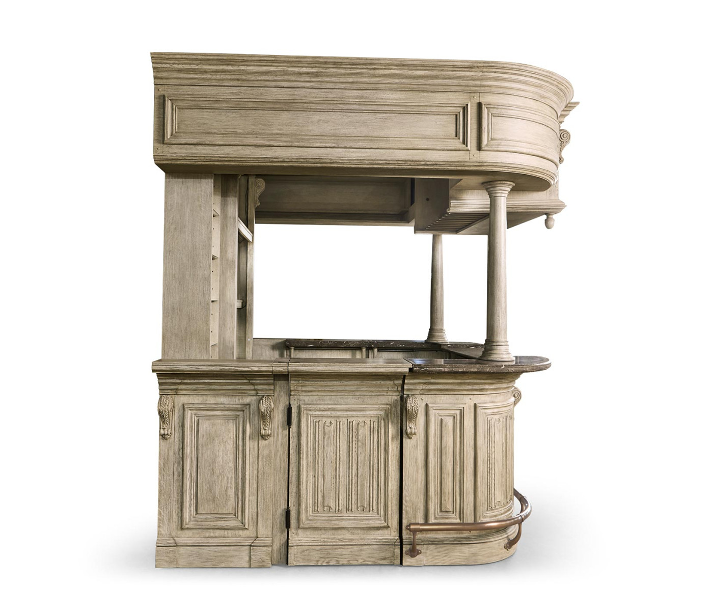 Complete Linenfold Grey Oak Home Bar