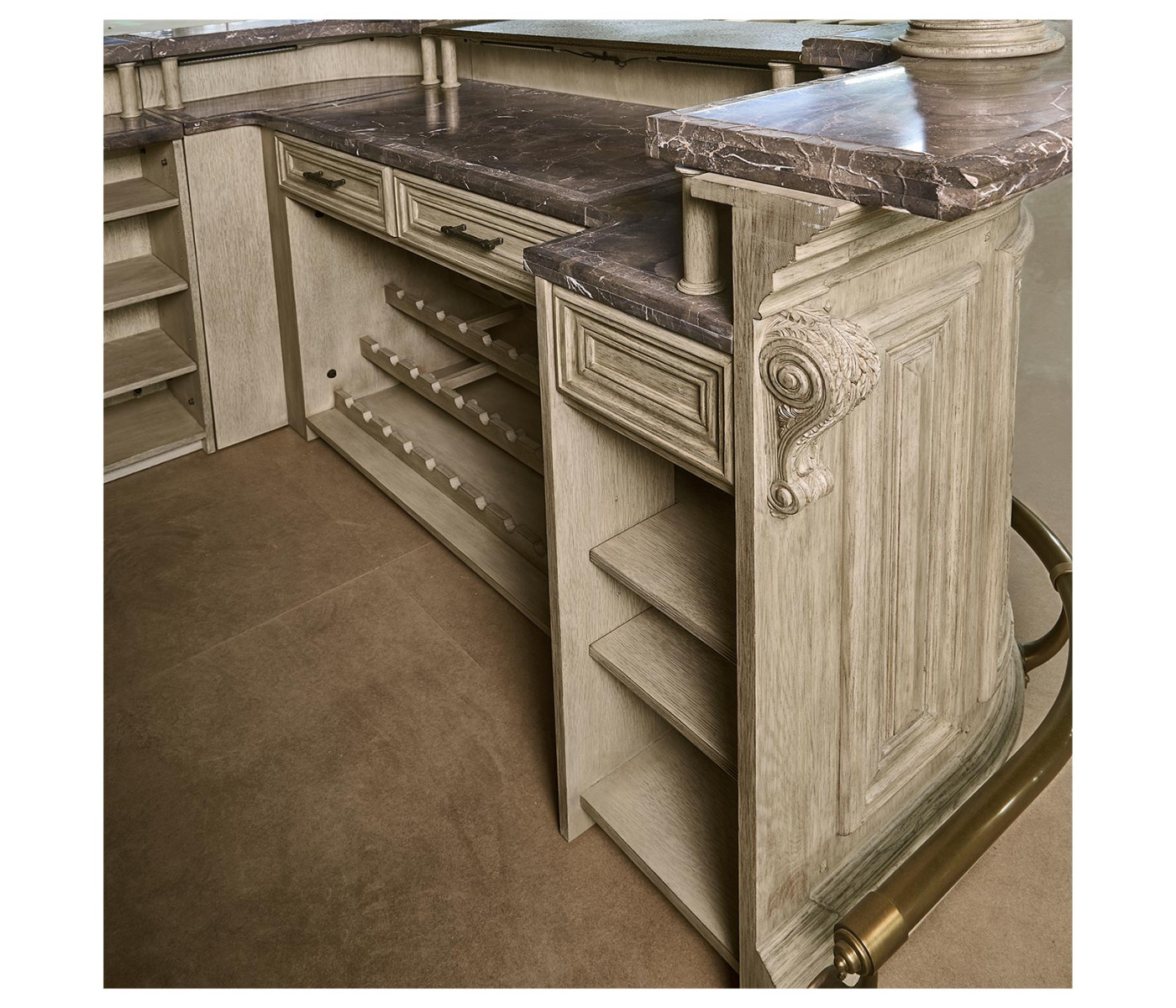 Complete Linenfold Grey Oak Home Bar