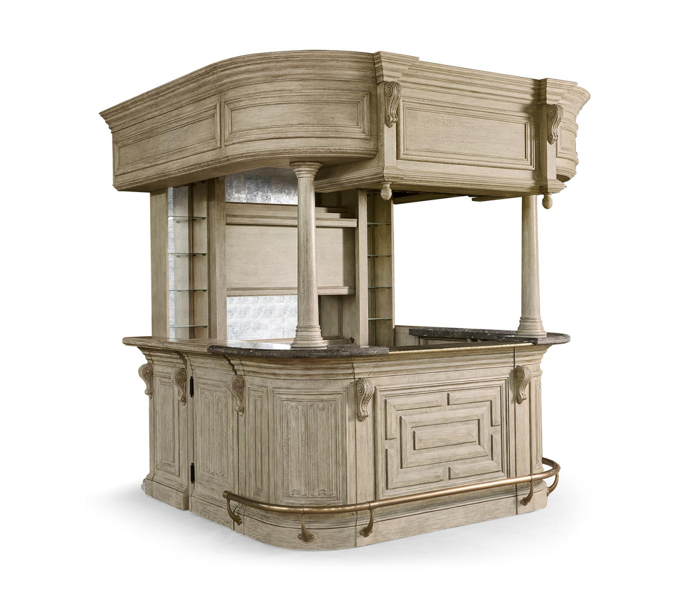 Complete Linenfold Grey Oak Home Bar