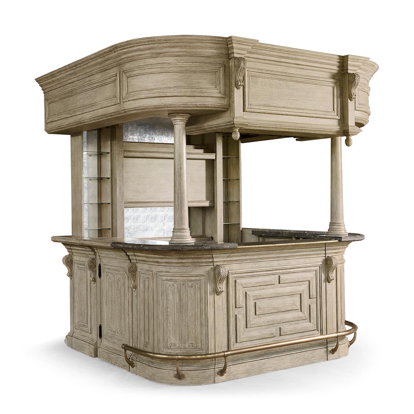 Complete Linenfold Grey Oak Home Bar