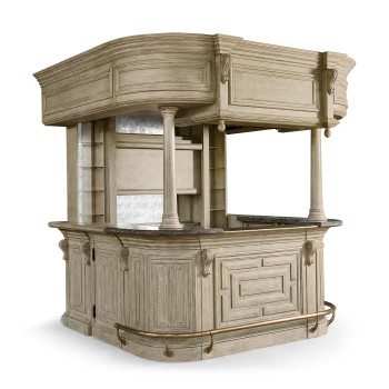 Complete Linenfold Grey Oak Home Bar