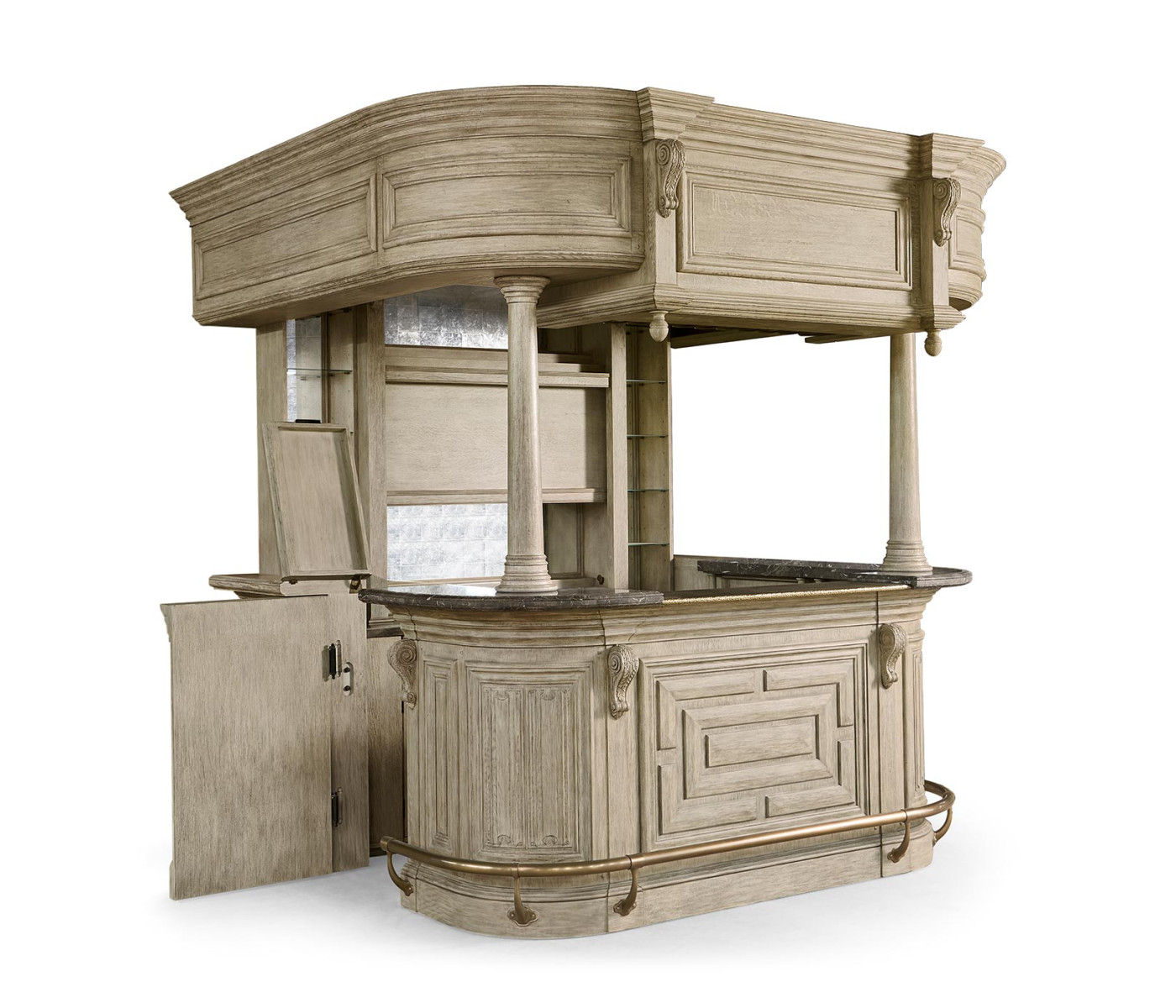 Complete Linenfold Grey Oak Home Bar