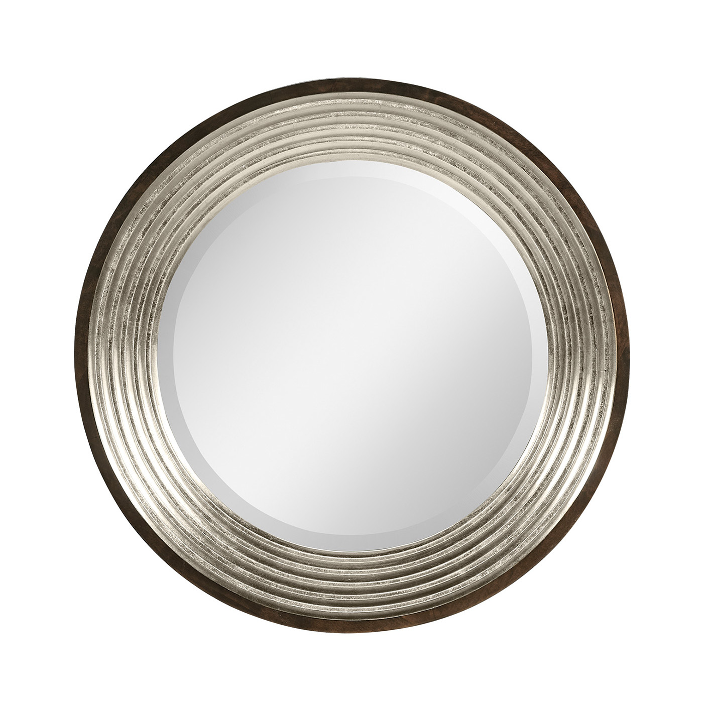 Contemporary Circular Silver Espresso Recessed Mirror