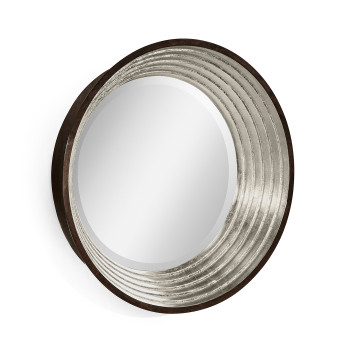 Contemporary Circular Silver Espresso Recessed Mirror