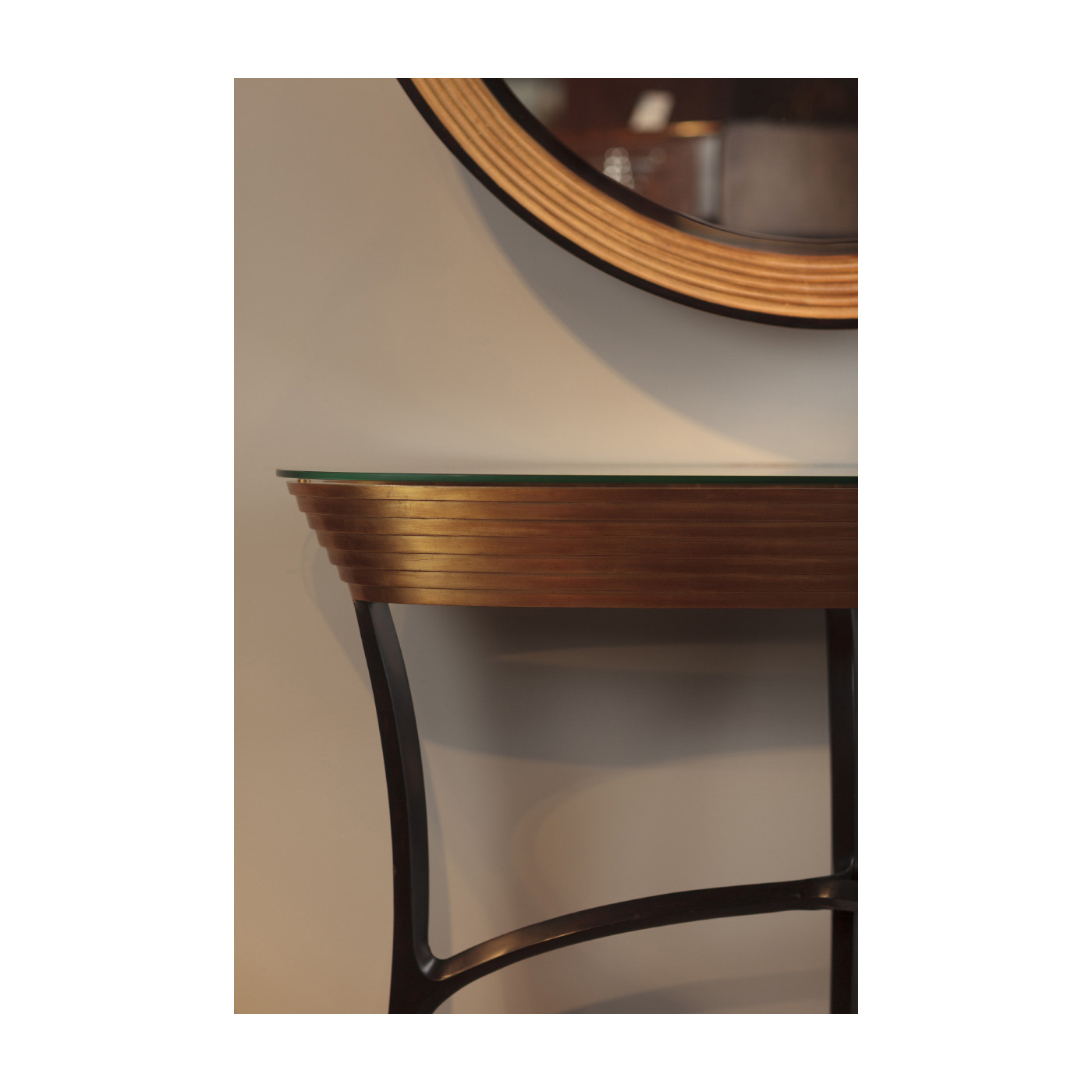 Stepped Gilded Oval Console