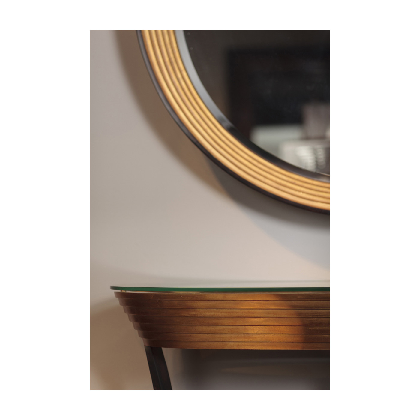 Stepped Gilded Oval Console