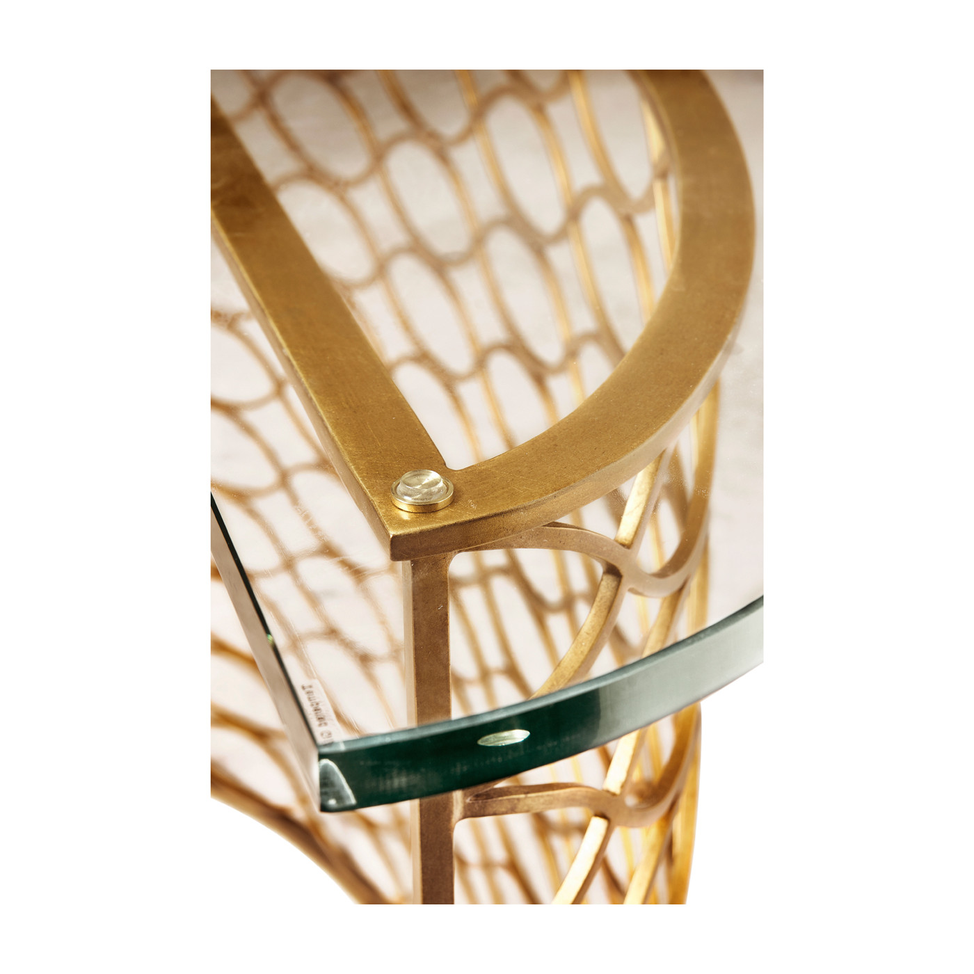 Interlaced Gilded & Glass Demilune Console