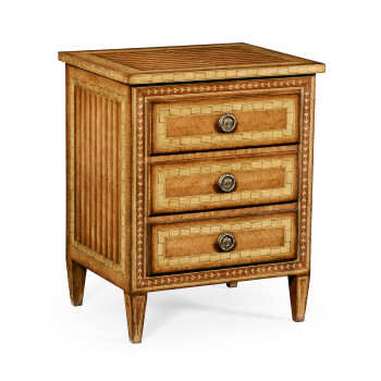 Satinwood & Floral Inlay Bedside Chest of Drawers