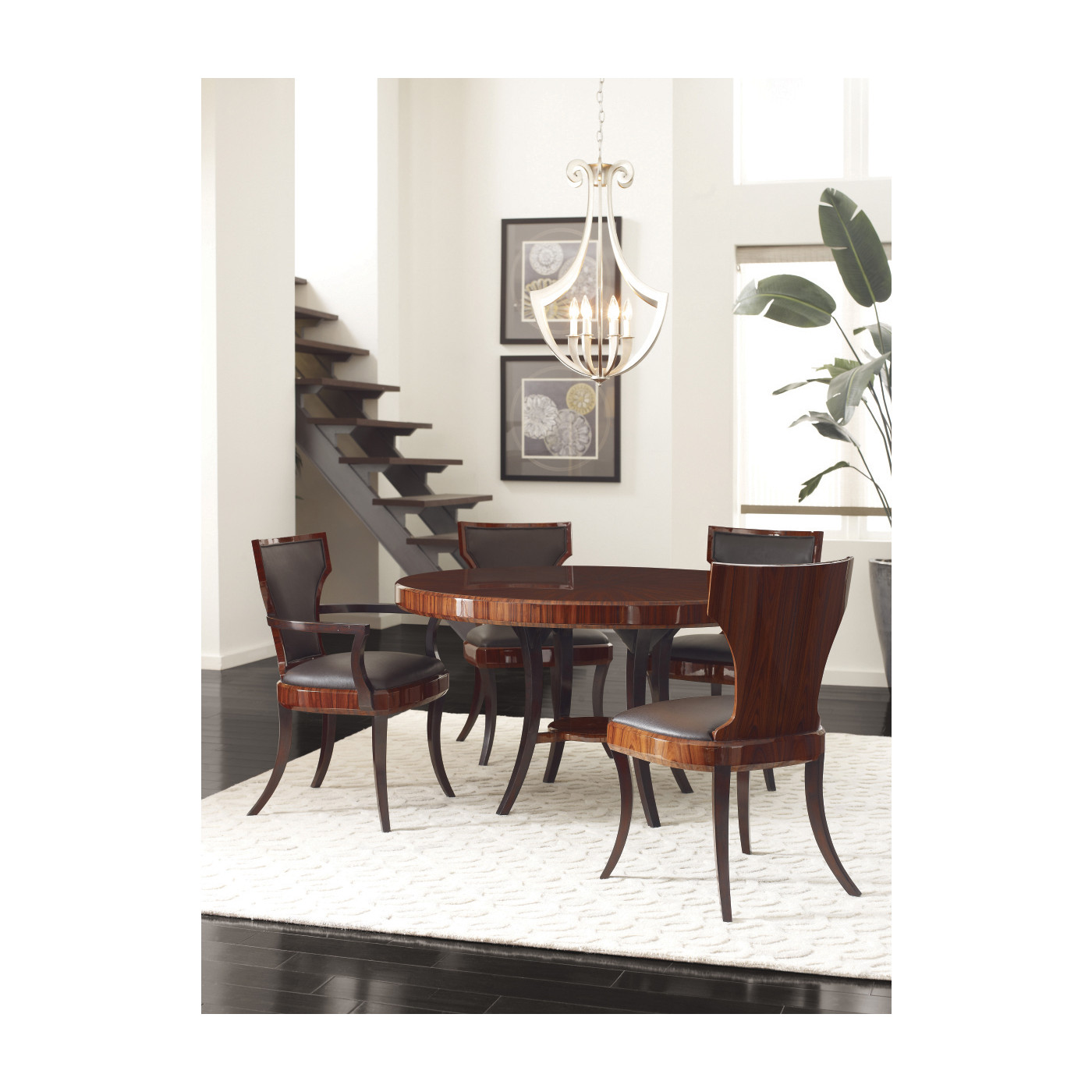 Art Deco Satin Round Dining Table 54