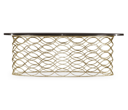 Interlaced silver & glass oval coffee table