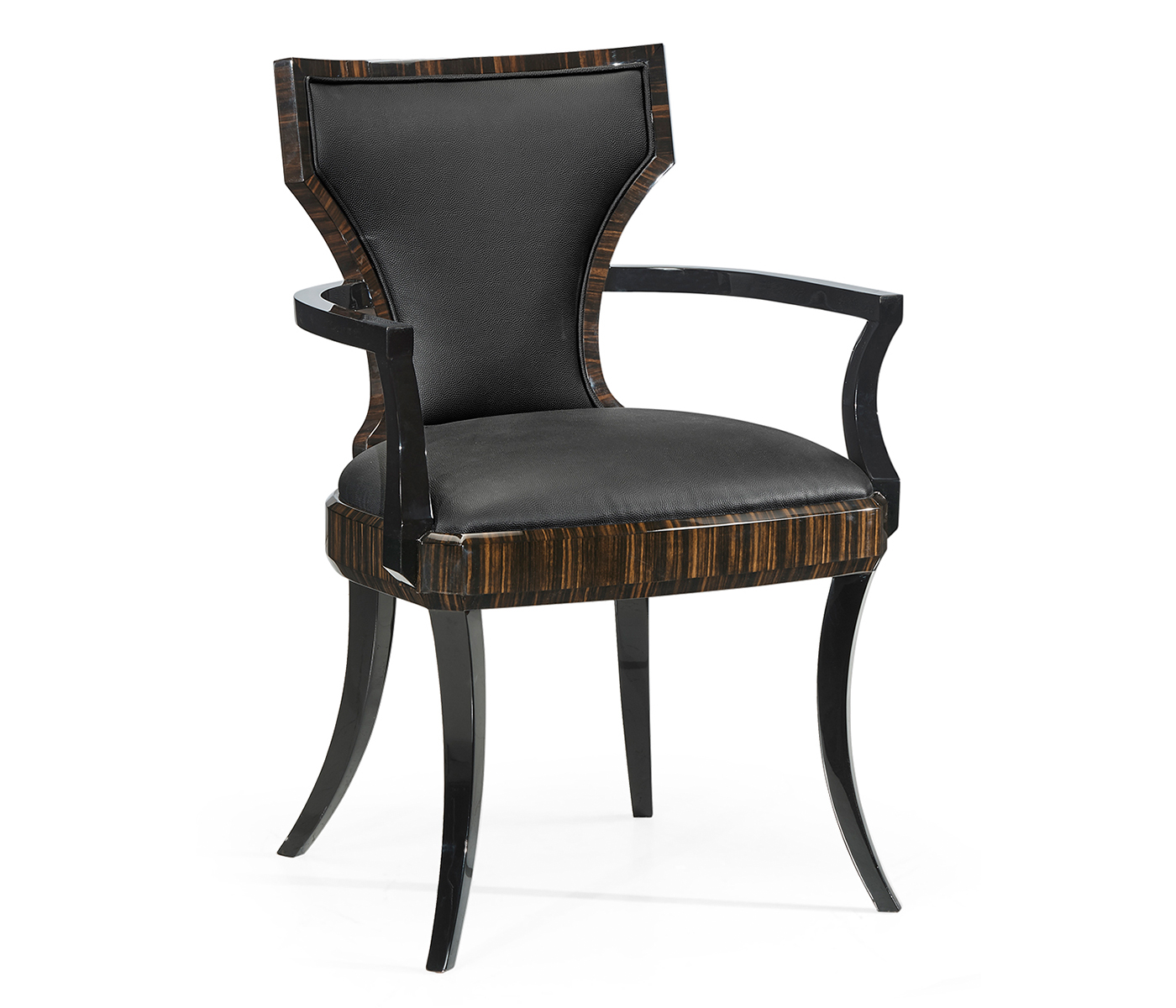 Full Back Art Deco Macassar Ebony Dining Arm Chair