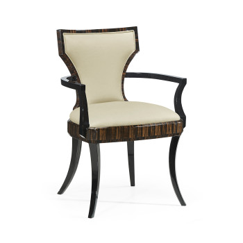 Full Back Art Deco Macassar Ebony Dining Arm Chair