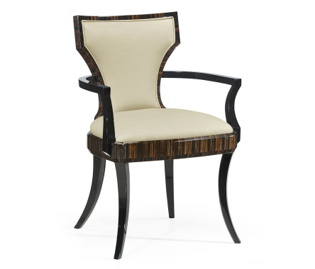 Full Back Art Deco Macassar Ebony Dining Arm Chair