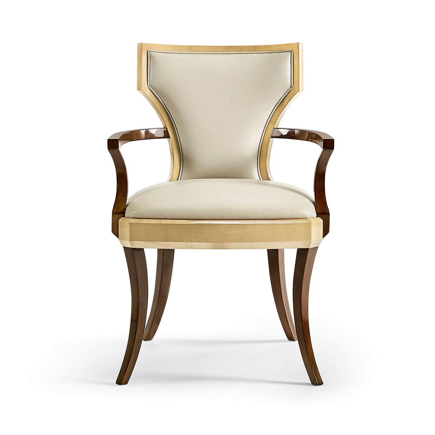 Full Back Art Deco Champagne Dining Arm Chair