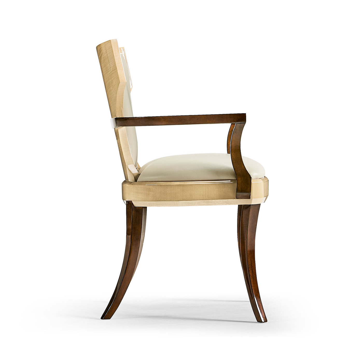 Full Back Art Deco Champagne Dining Arm Chair