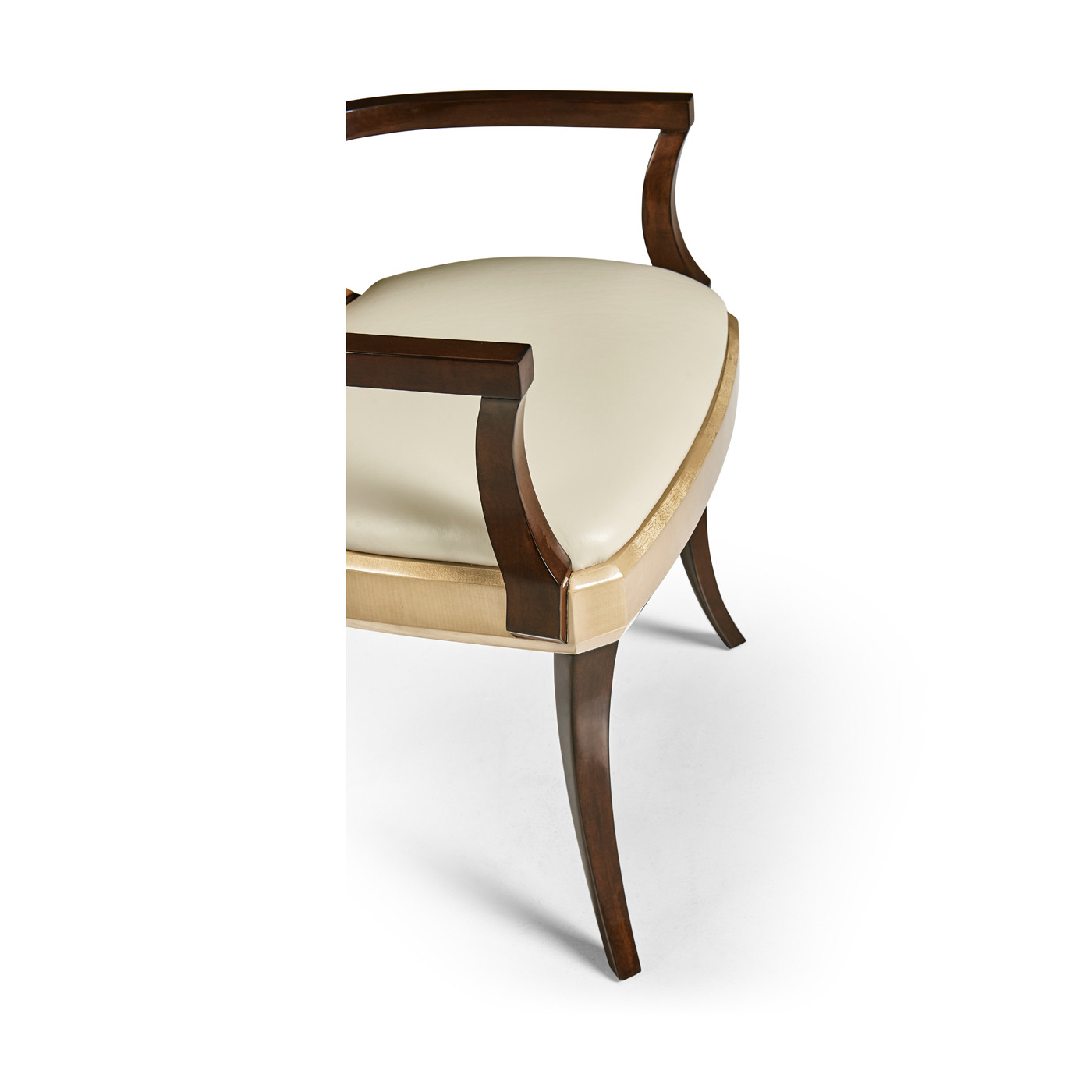 Full Back Art Deco Champagne Dining Arm Chair