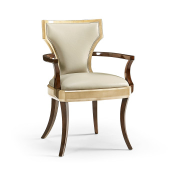 Full Back Art Deco Champagne Dining Arm Chair