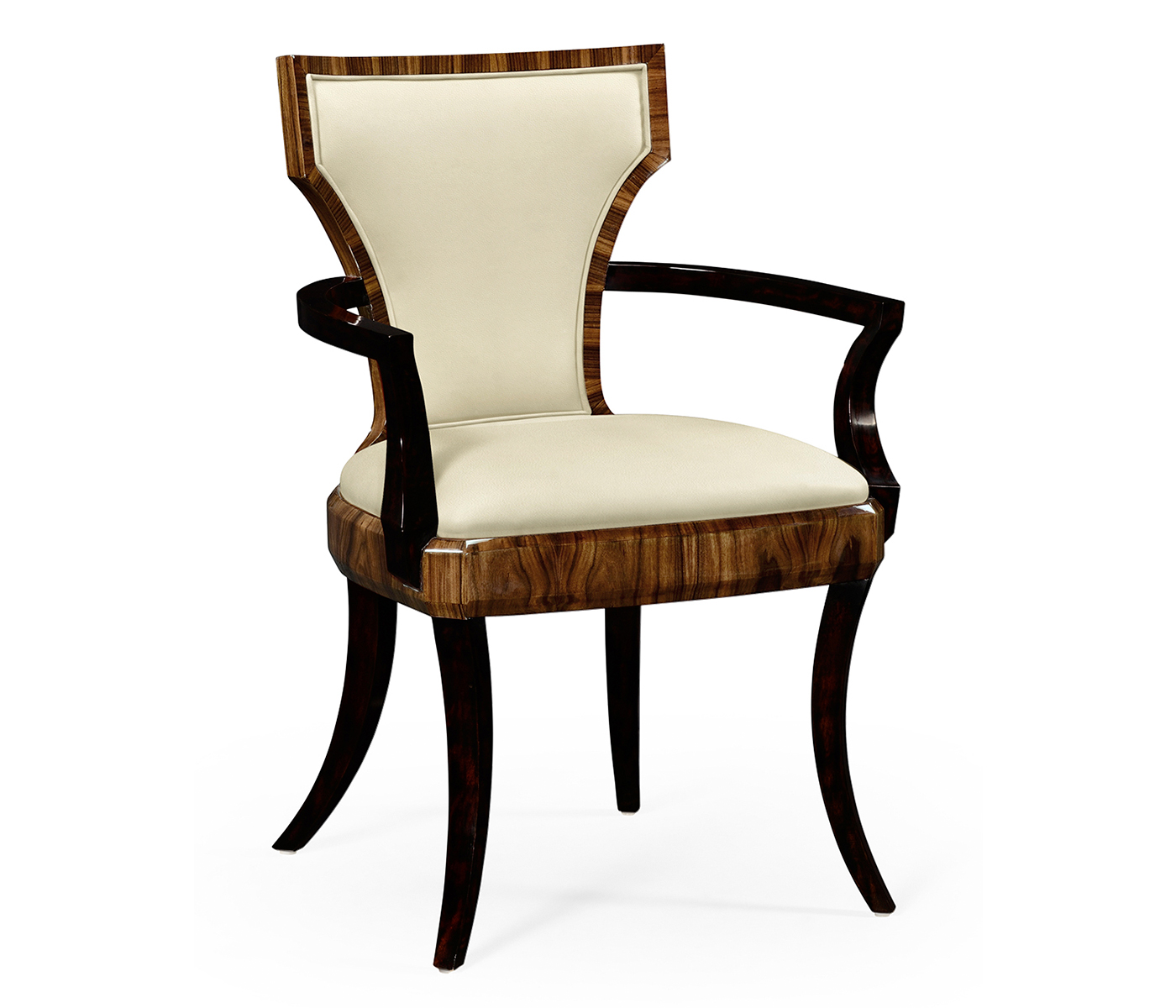 Full Back Art Deco High Lustre Santos Dining Arm Chair