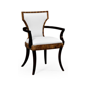 Full Back Art Deco Satin Santos Dining Arm Chair