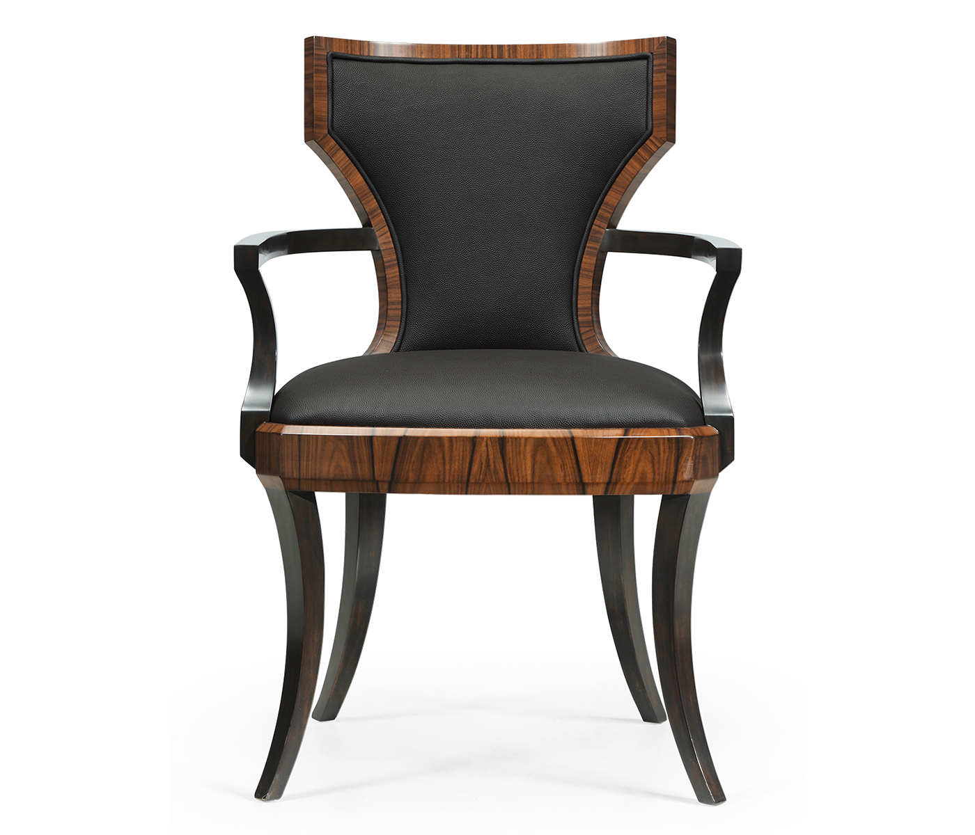 Full Back Art Deco Satin Santos Dining Arm Chair