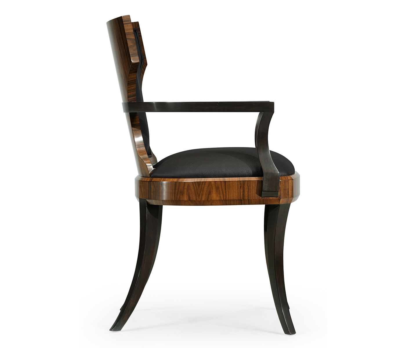 Full Back Art Deco Satin Santos Dining Arm Chair