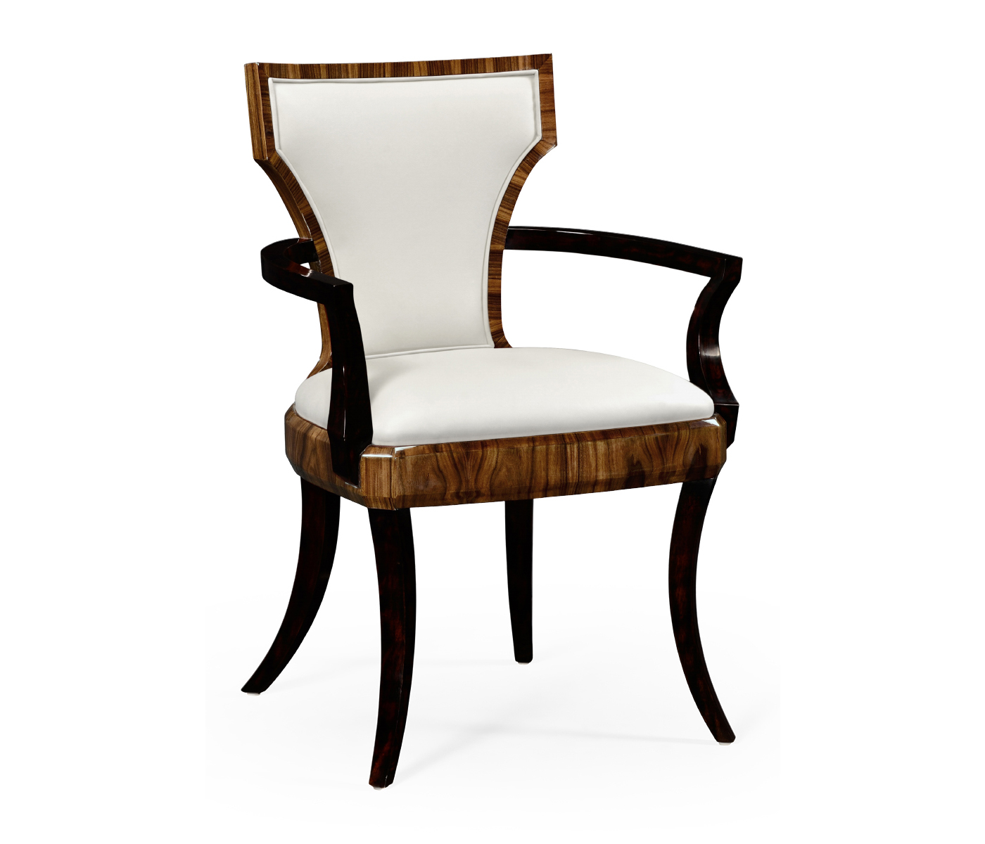 Full Back Art Deco Satin Santos Dining Arm Chair