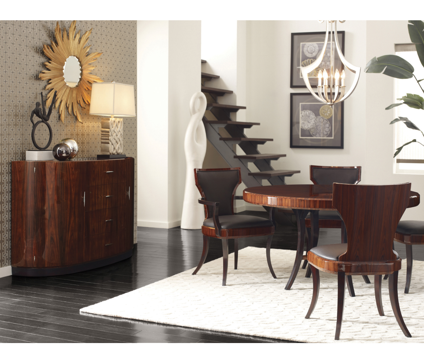 Full Back Art Deco Macassar Ebony Dining Side Chair