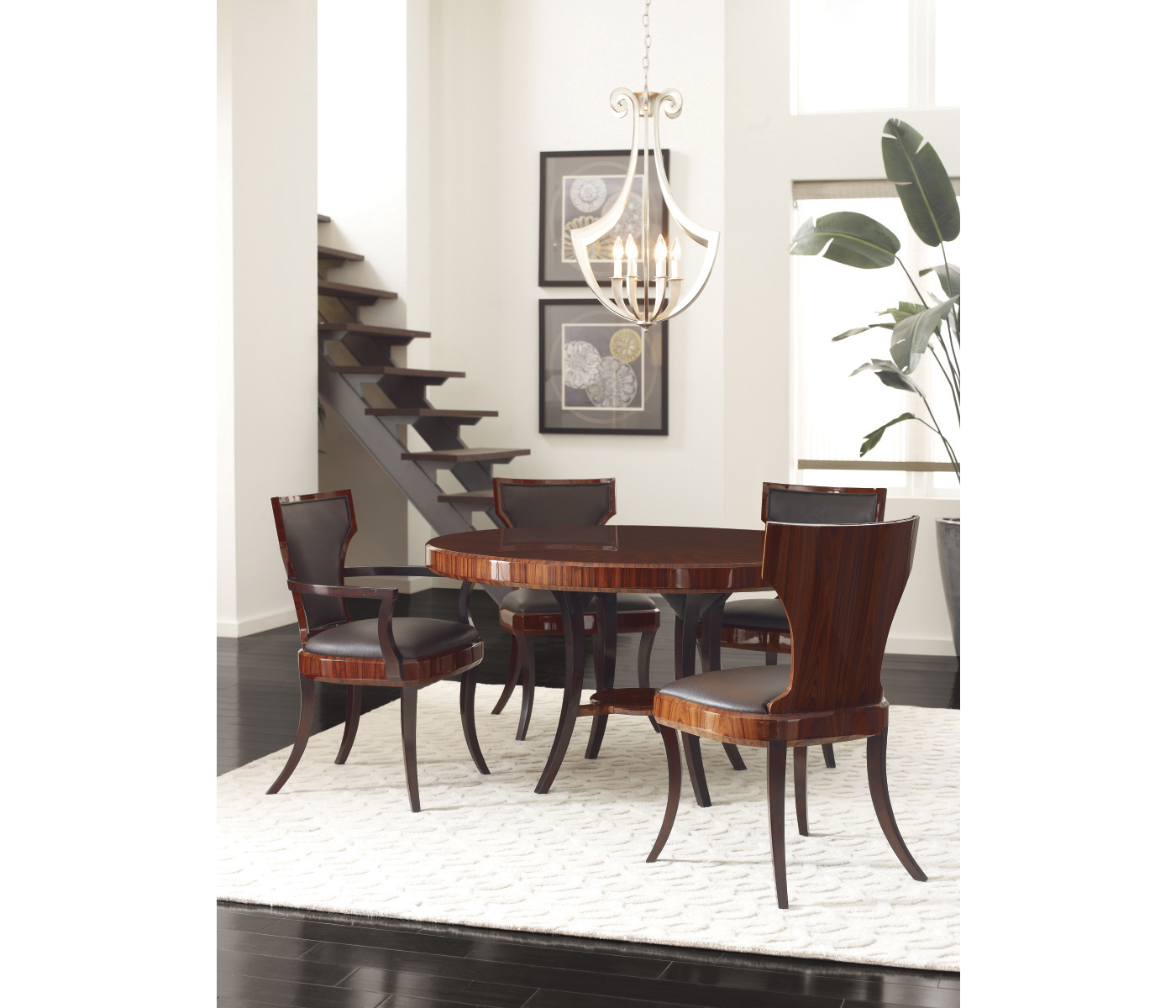 Full Back Art Deco Macassar Ebony Dining Side Chair