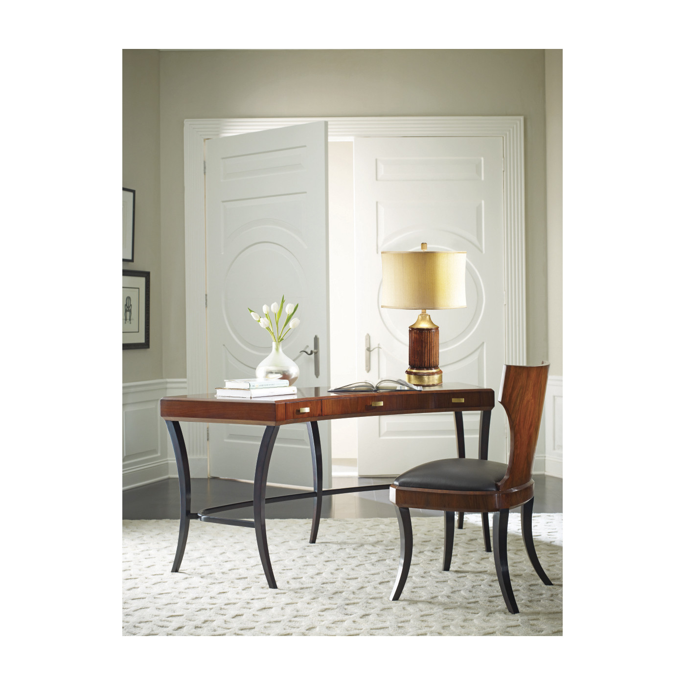 Full Back Art Deco High Lustre Santos Dining Side Chair