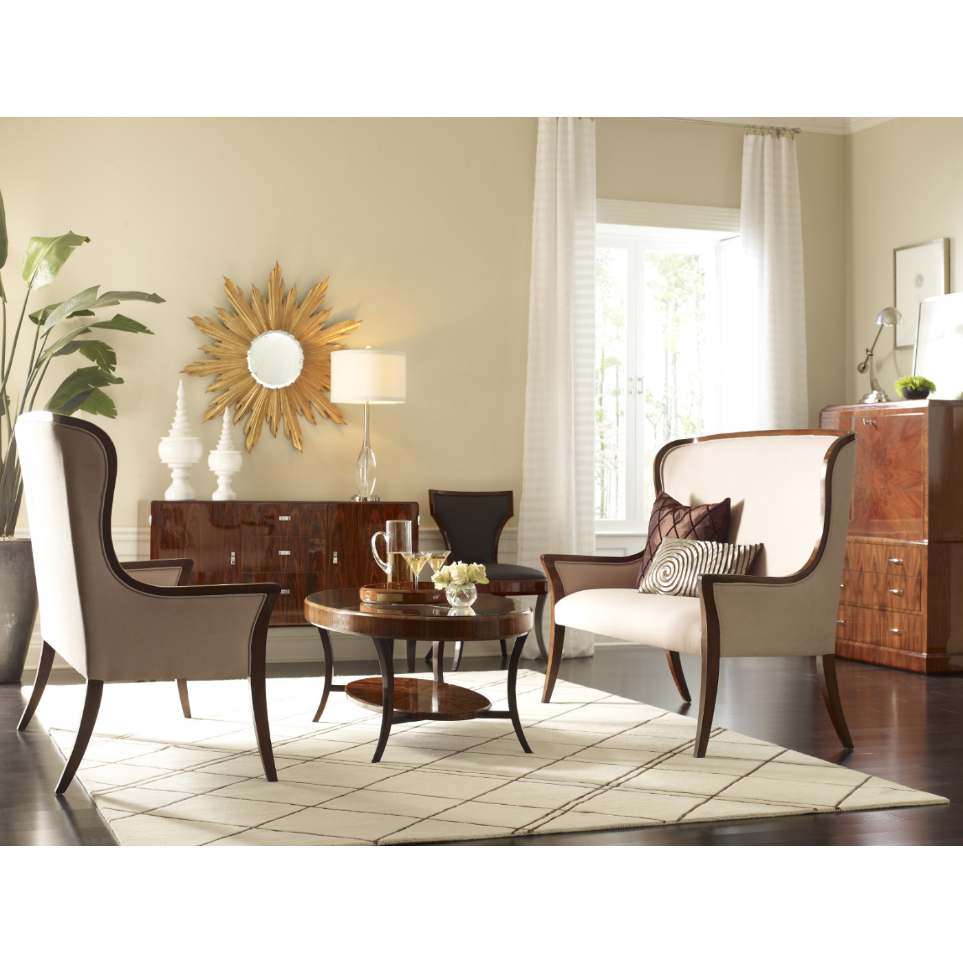 Full Back Art Deco High Lustre Santos Dining Side Chair