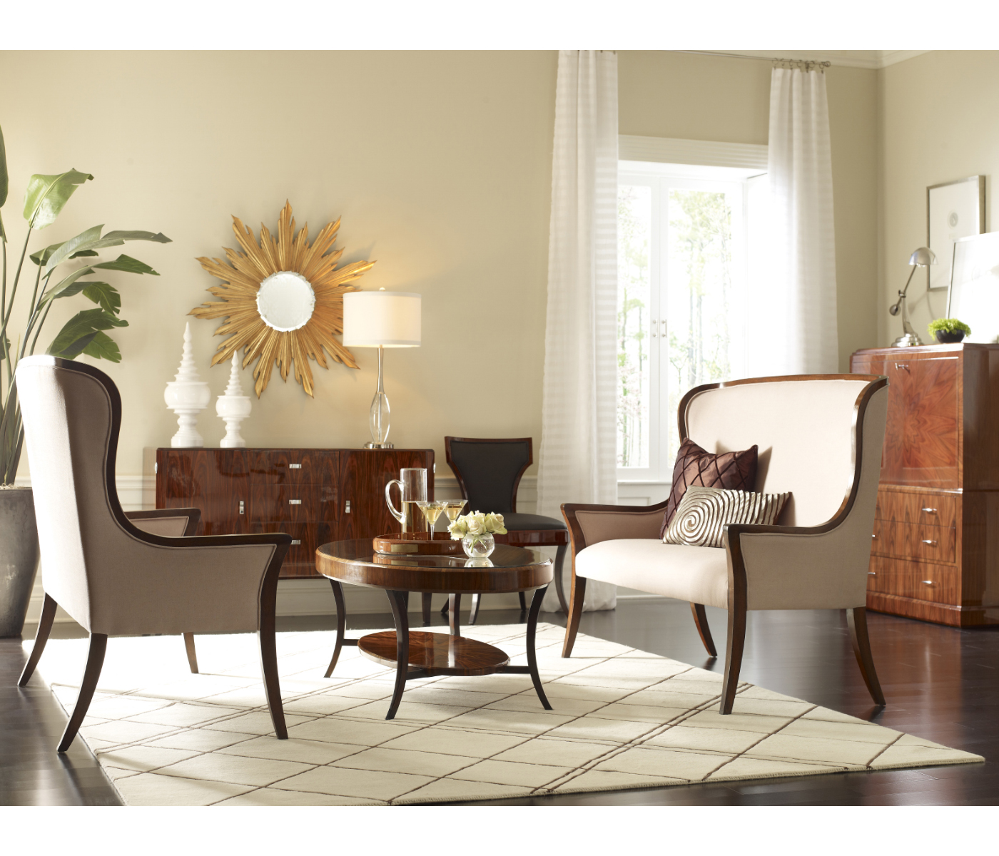 Full Back Art Deco Satin Santos Dining Side Chair