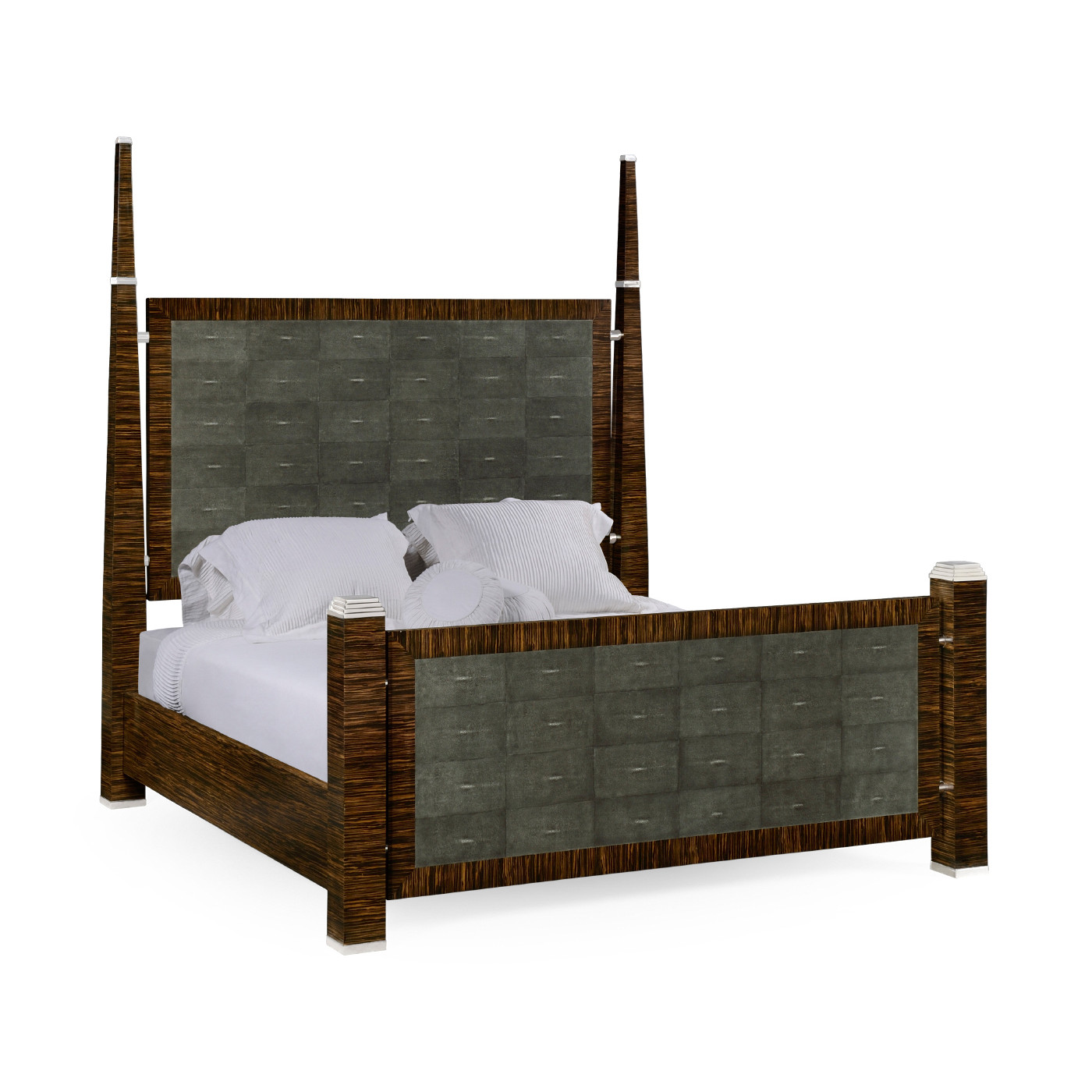 Faux Macassar & Anthracite Faux Shagreen Cali King Bed