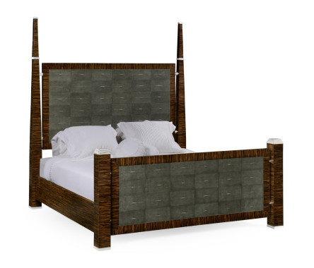 Faux Macassar & Anthracite Faux Shagreen US King Bed