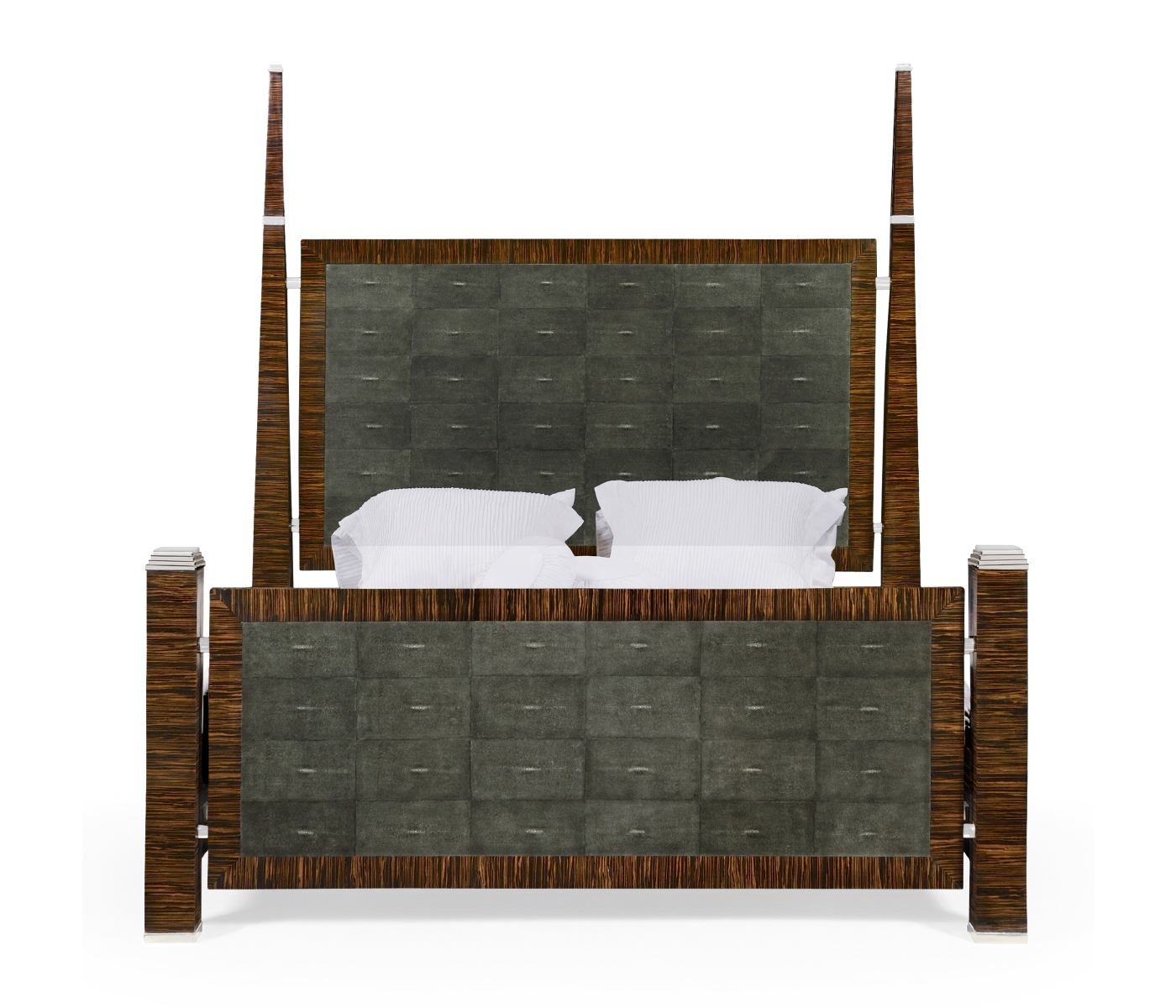 Faux Macassar & Anthracite Faux Shagreen US Queen Bed