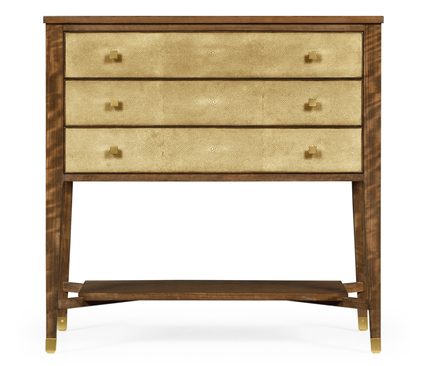 Ivory Shagreen Chest of Drawers with Brass
