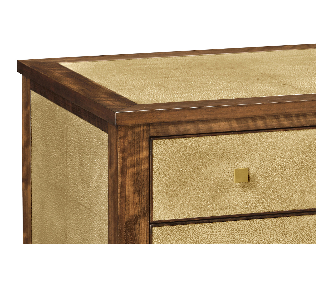 Ivory Shagreen Chest of Drawers with Brass