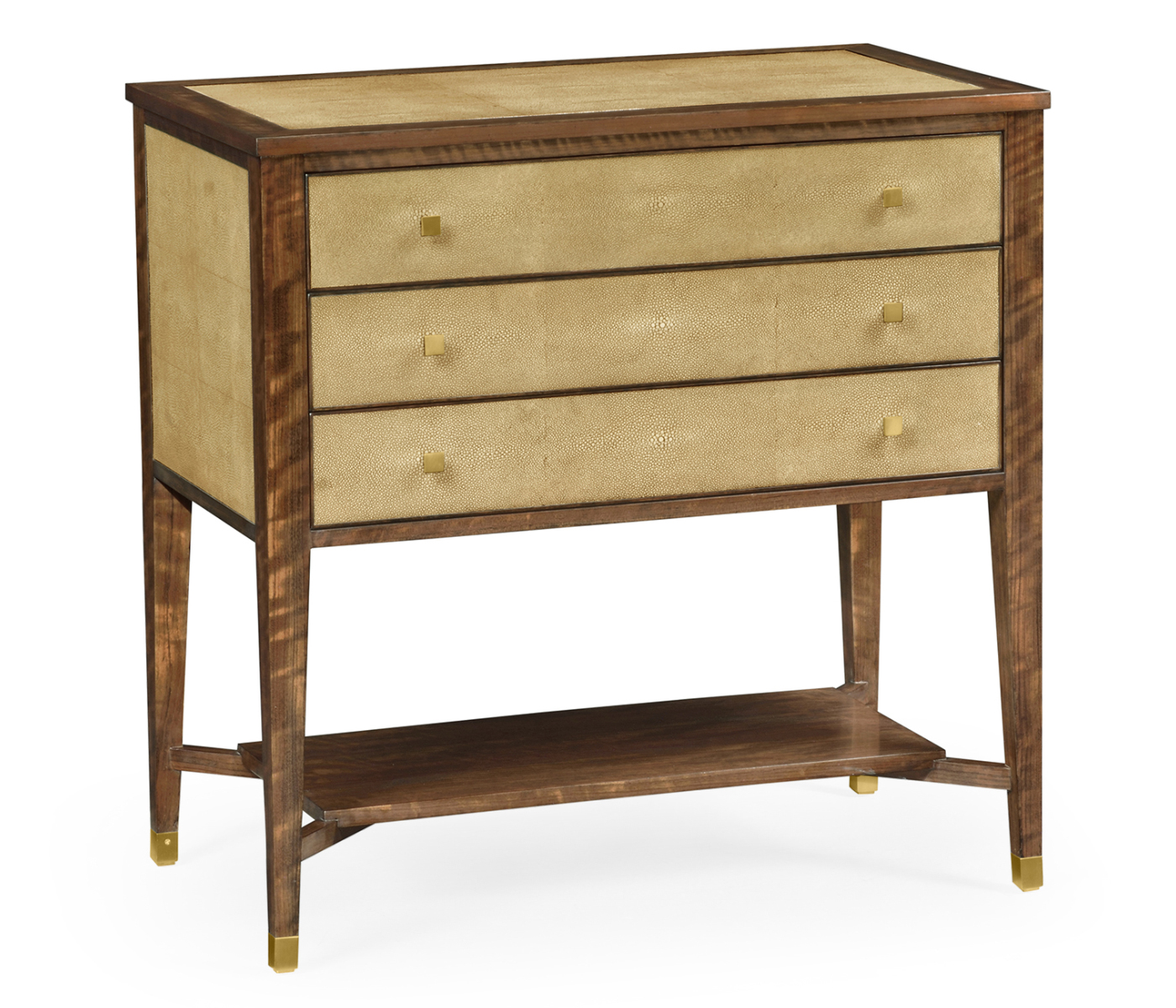 Ivory Shagreen Chest of Drawers with Brass