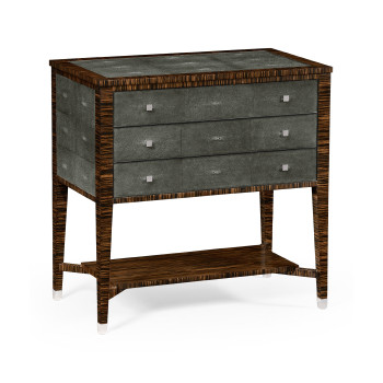 Faux Macassar Ebony & Anthracite Shagreen Chest of Three Drawer